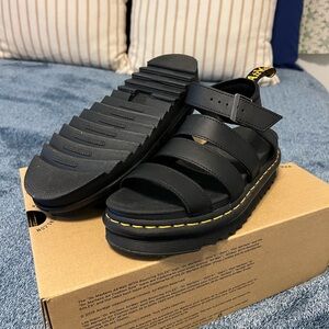 Dr. Martens Black Hydro Leather Sandals